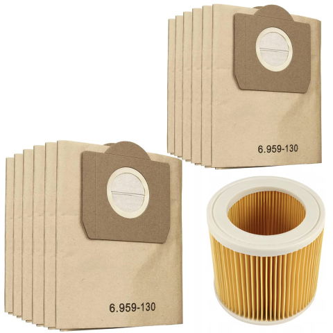 Accesorii - Set 10 x Saci aspirator Karcher WD3, 1 x Filtru aer