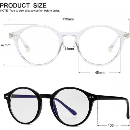 Set 2 x Ochelari protectie calculator ZAFIT™, ecran telefon, tableta, laptop, televizor, gaming, Anti-lumina albastra, Anti-reflexie, Unisex, model rotund, culoare Negru si Transparent [1]