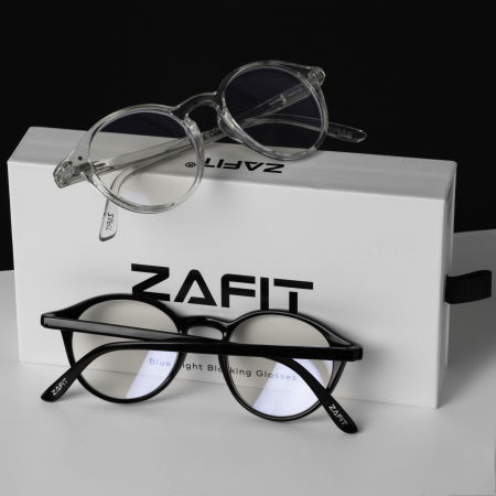 Set 2 x Ochelari protectie calculator ZAFIT™, ecran telefon, tableta, laptop, televizor, gaming, Anti-lumina albastra, Anti-reflexie, Unisex, model rotund, culoare Negru si Transparent [7]
