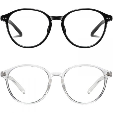 Ochelari - Set 2 x Ochelari protectie calculator ZAFIT™, ecran telefon, tableta, laptop, televizor, gaming, Anti-lumina albastra, Anti-reflexie, Unisex, model rotund, culoare Negru si Transparent