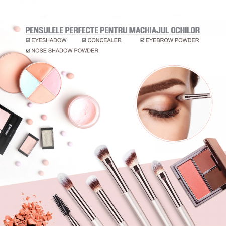 Set 20 pensule machiaj FiGGA®, manere din lemn si aluminiu, trusa make-up profesional, gentuta depozitare [4]