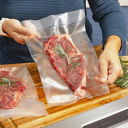 Set 4 role pungi de vidat gofrate ZAFIT™, 28 x 300 cm, pentru aparat de vidat alimente, reutilizabile, rezistente, sous vide, lavabile in masina de spalat, fara BPA, transparent [7]