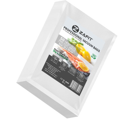 Aparate de vidat - Set 50 Pungi vidat gofrate ZAFIT™, 25 x 35 cm, pentru aparat de vidat alimente, reutilizabile, rezistente, sous vide, lavabile in masina de spalat, fara BPA, transparent