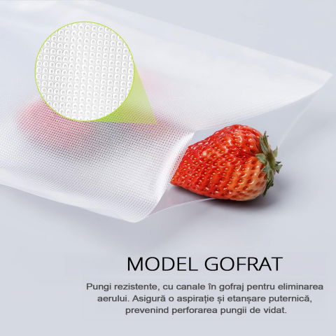 Set 8 role pungi de vidat gofrate ZAFIT™, 28 x 300 cm, pentru aparat de vidat alimente, reutilizabile, rezistente, sous vide, lavabile in masina de spalat, fara BPA, transparent [5]