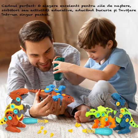 Set dinozauri ansamblabili FiGGA® pentru copii, Cutie de depozitare, Autofiletanta, Jucarie interactiva pentru baieti si fete 2-8 ani [4]