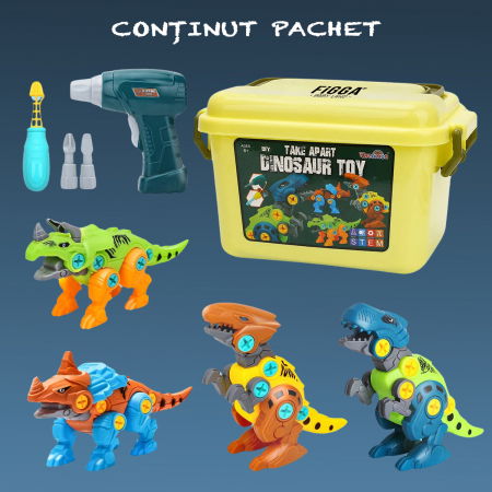 Set dinozauri ansamblabili FiGGA® pentru copii, Cutie de depozitare, Autofiletanta, Jucarie interactiva pentru baieti si fete 2-8 ani [5]