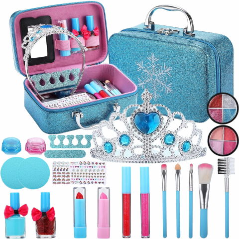 Truse machiaj copii - Trusa machiaj copii FiGGA® 4 ani+, 22 elemente, non toxic, solubil in apa, Printesa iernii