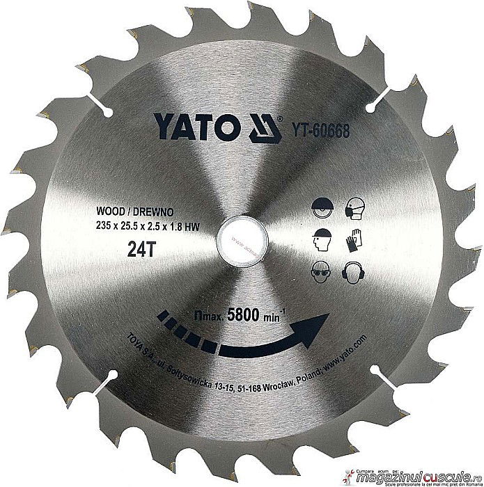 Disc taiere arbusti VIDIA 235 mm, 24 dinti, 1" (25.4mm) [1]