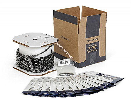 Role Lant - Rola lant Husqvarna X-Cut C33, Taietor Semi Chisel Pixel, Pas 325'', Calibru 1,3 mm, Include cutii si Zale de legatura