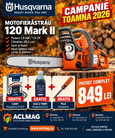Motoferastrau - Motoferastrau Husqvarna 120 Mark II + 1 lant + ulei 0,5 litri + pila 4mm