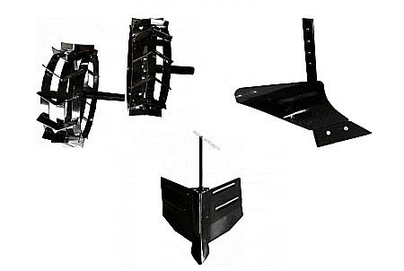 Produse - Plug de arat + Plug de bilonat + Roti metalice 4.00-8 / 40 cm, cu manicoate