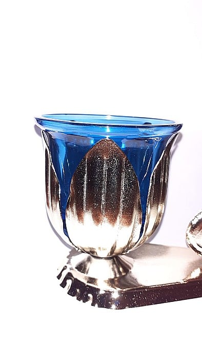 Candela ingeras, argintie, din metal cu pahar diverse culori [3]