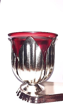 Candela ingeras, argintie, din metal cu pahar diverse culori [1]