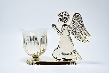 Candela ingeras, argintie, din metal cu pahar diverse culori [3]