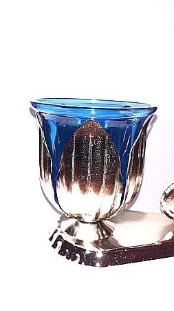 Candela ingeras, argintie, din metal cu pahar diverse culori [2]