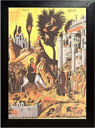 Icoane Iisus Hristos - Intrarea Domnului in Ierusalim, Duminica Floriilor, model bizantin