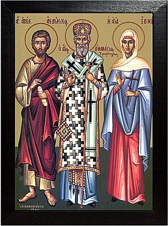 Icoane Mai - Sfantul Apostol Andronic, Sfanta Mucenita Iunia, Sfantul Ierarh Atanasie model Athos