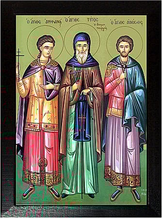 Icoane Aprilie - Sfantul Cuvios Amfian, Sf Cuvios Tit, Sf Mucenic Edesie model Athos