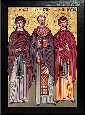 Icoane Octombrie - Sfântul Cuvios Avramie Sihastrul si Fericita Maria, nepoata sa