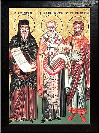 Icoane Ianuarie - Sfantul Cuvios Dionisie, Sfantul Ierarh Clement, Sfantul Agatanghel