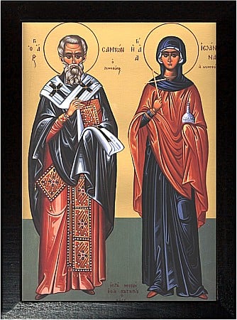 Icoane Iunie - Sfantul Cuvios Samson, Sfanta Cuvioasa Ioana Mironosita model Athos