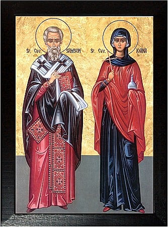 Icoane Iunie - Sfantul Cuvios Samson, Sfanta Cuvioasa Ioana Mironosita