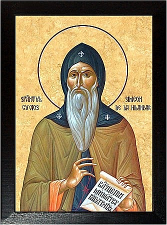 Icoane Februarie - Sfantul Cuvios Simeon, de la Hilandar, Izvoratorul de mir