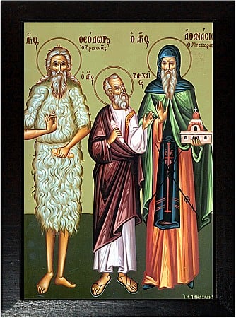 Icoane Aprilie - Sfantul Cuvios Teodor Trihina, Sfantul Cuvios Anastasie, Sfantul Apostol Zaheu model Athos