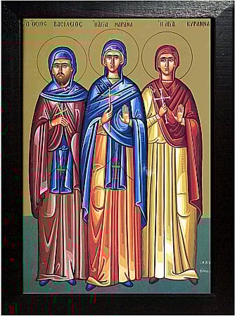 Icoane Februarie - Sfantul Cuvios Vasile Marturisitorul, Sfanta Cuvioasa Marana, Sfanta Cuvioasa Chira model Athos