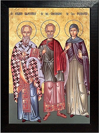 Icoane Sfinti - Sfantul Ier. Silvestru, Sfantul Mc. Gheorghe si Sfanta Cuv. Teodota