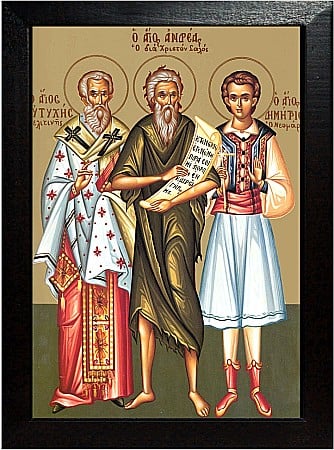 Icoane Mai - Sfantul Ierarh Eutihie, Sfantul Cuvios Andrei, Sfantul Mucenic Dimitrie model Athos