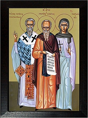 Icoane Aprilie - Sfantul Ierarh Eutihie, Sfantul Grigorie Sinaitul, Sfanta Platodida model Athos
