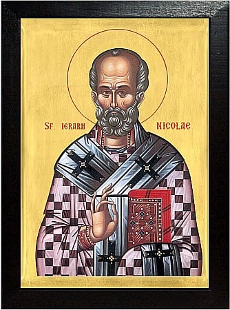 Sfinti Decembrie - Sfantul Ierarh Nicolae, Arhiepiscopul din Mira Lichiei, fundal galben