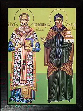 Icoane Februarie - Sfantul Ierarh Partenie, Sfantul cuvios Luca model Athos