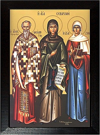 Icoane Iunie - Sfantul Ierarh Teodot, Sfanta Cuvioasa Sevastiana, Sfanta Mucenita Zenaida model Athos