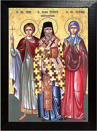 Icoane Martie - Sfantul Ierarh Teodot, Sfantul Mc Isihie, Sfanta Mc Eutalia
