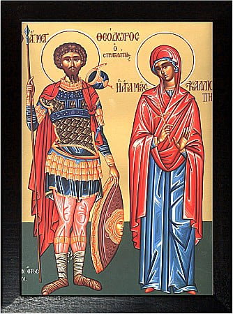 Icoane Iunie - Sfantul Mare Mucenic Teodor Stratilat, Sfanta Mucenita Caliopia model Athos