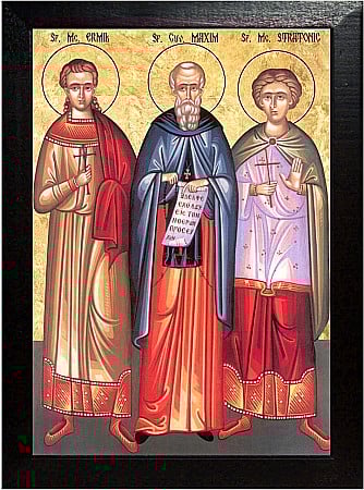 Icoane Ianuarie - Sfantul Mc. Ermil, Sfantul Cuv. Maxim , Sfantul Mc. Stratonic