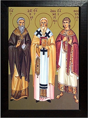 Sfinti Iulie - Sfantul Ierarh Atinoghen, Sfintii Mucenici Antioh si Faust model Athos