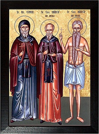 Icoane Martie - Sfantul Mucenic Conon, Sfantul Cuvios Marcu Pusticul, Sfantul Cuvios Marcu din Atena
