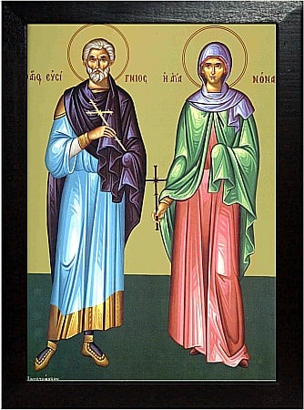 Sfinti August - Sfantul Mucenic Evsignie, Sfanta Cuvioasa Nona model Athos