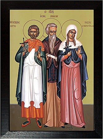 Icoane Mai - Sfantul Mucenic Talaleu, Sfantul Cuvios Talasie, Sfanta Cuvioasa Lidia model Athos