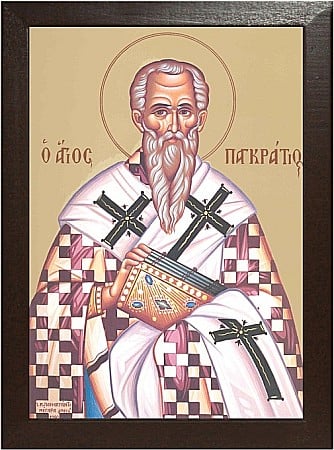 Icoane Iulie - Sfantul Pangratie, episcopul Taorminei, model Athos