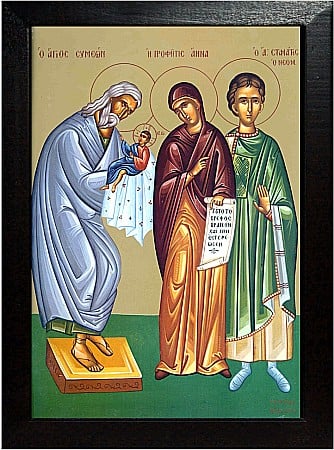 Icoane Februarie - Sfantul si Dreptul Simeon, Sfanta Proorocita Ana model Athos