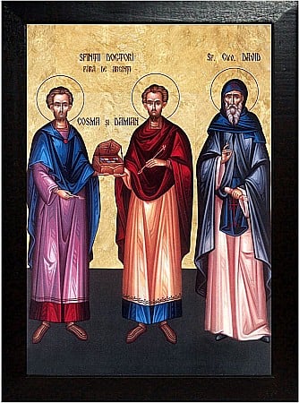 Icoane Noiembrie - Sfintii Doctori Cosma si Damian, Sfantul Cuvios David