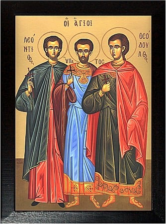 Icoane Iunie - Sfintii Mucenici Leontie, Ipatie si Teodul model Athos