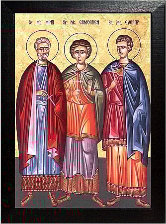 Icoane Decembrie - Sfintii Mucenici Mina, Ermoghen si Evgraf
