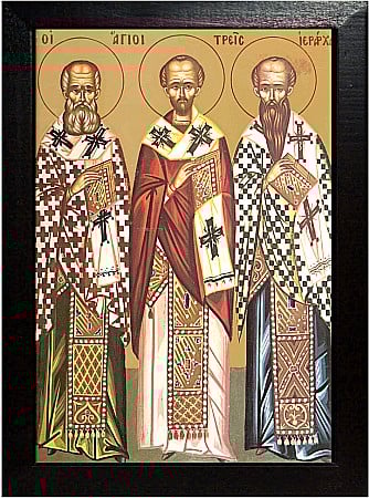 Sfinti Ianuarie - Sfintii Trei Ierarhi Vasile cel Mare, Grigorie Teologul și Ioan Gura de Aur model Athos