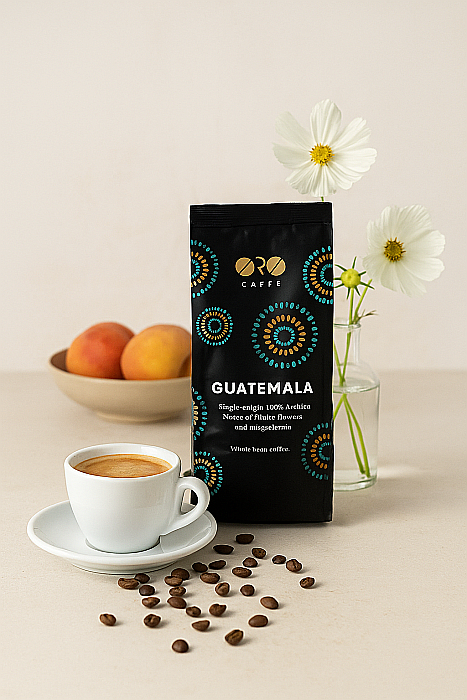 Cafea ORO Guatemala – 100% Arabica Single Origin (250g boabe) Arome intense de ciocolată și caramel, cu note delicate de condimente. [3]