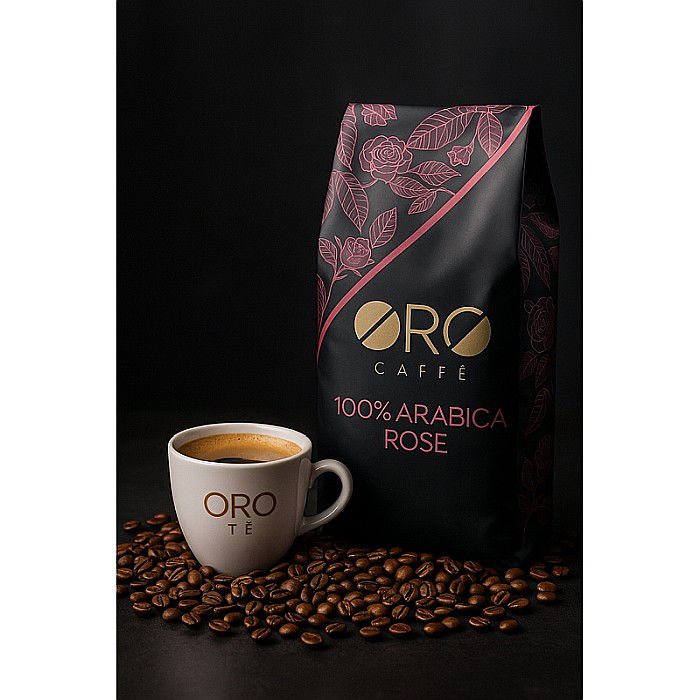 Cafea ORO 100% Arabica Rose – Blend floral și sofisticat (1kg boabe) Arome elegante de trandafir și iasomie, prăjite artizanal în Italia. [6]